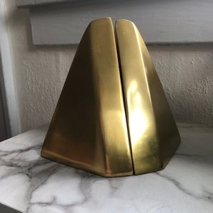 Studio McGee brass gold geometric bookends
